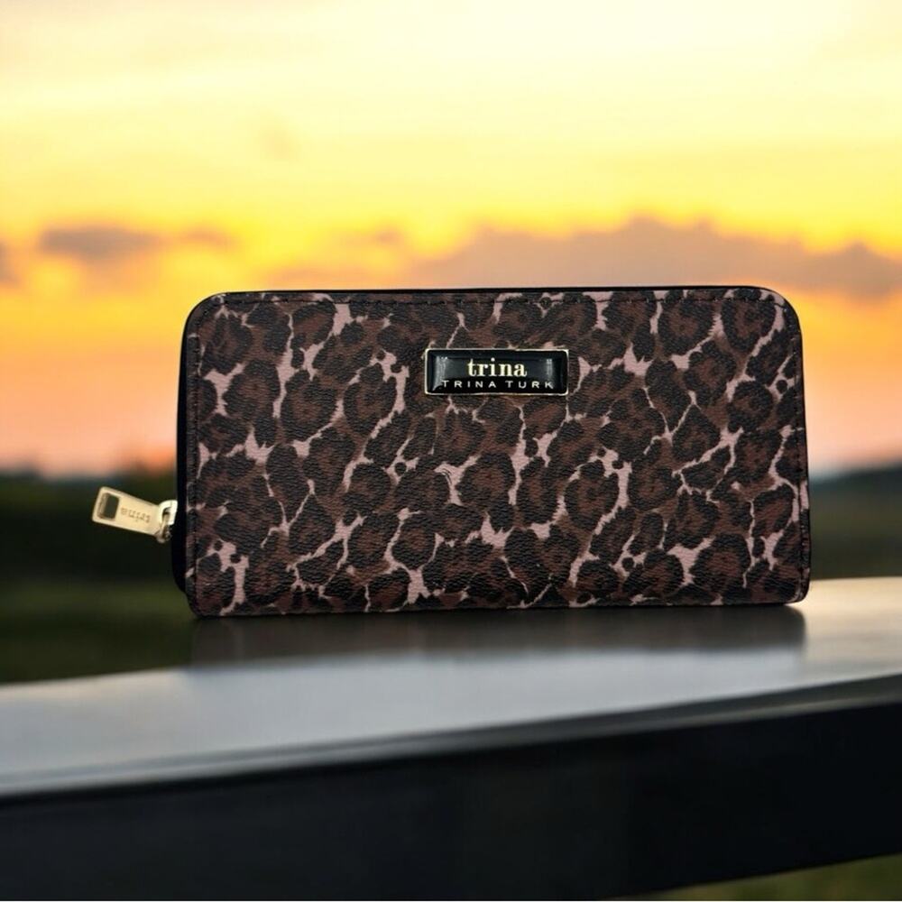 Trina Turk Leopard Print Wallet - Brown and Black